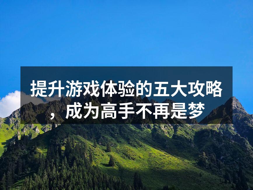 提升游戏体验的五大攻略，成为高手不再是梦